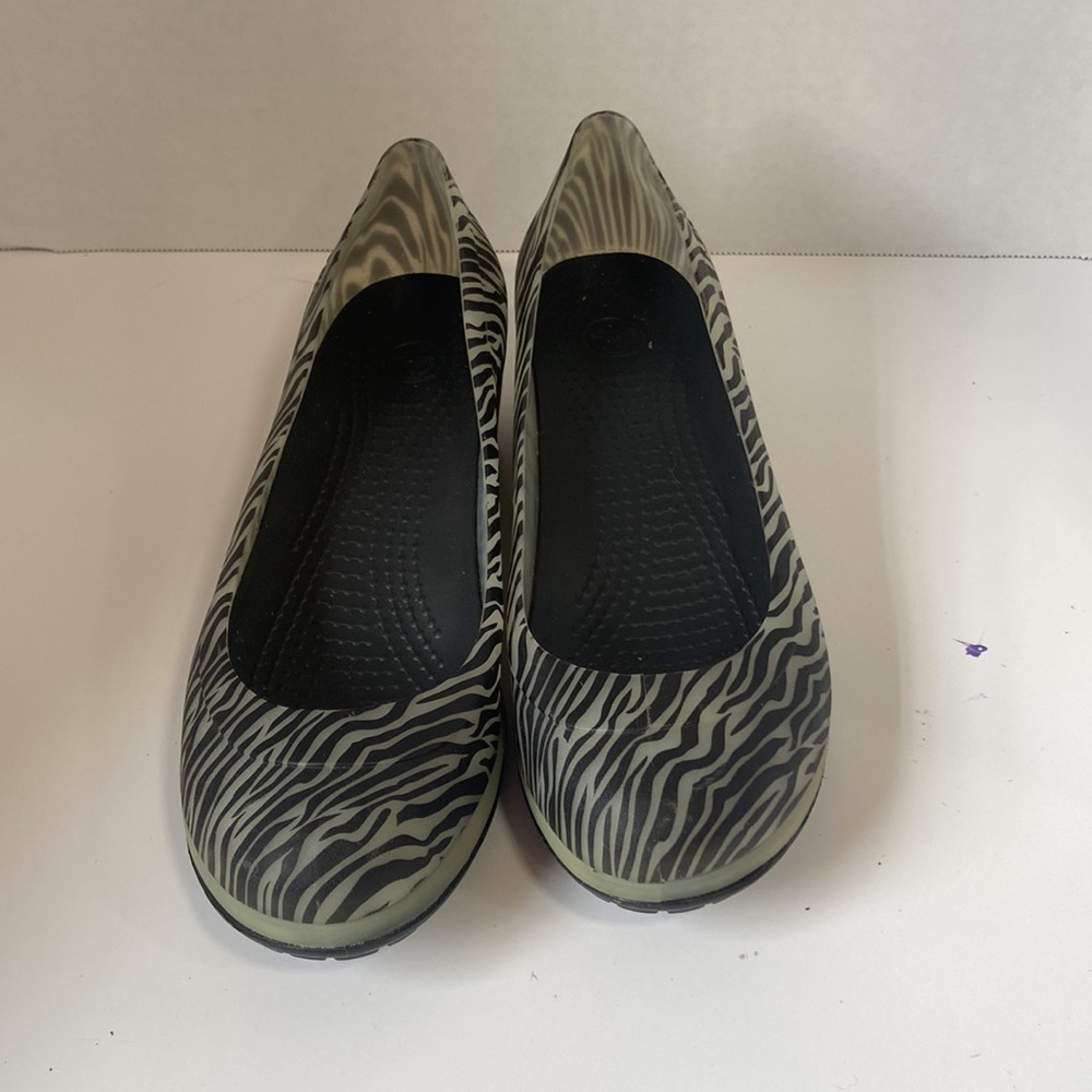 Crocs Clarisa mini wedge zebra print clogs shoes size 7 - Picture 3 of 6